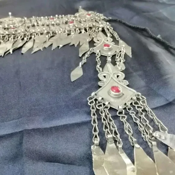 Vintage Turkman Tribal Kuchi Matha Patti, Ethnic Head Piece With Long Dangling - Picture 7 of 9